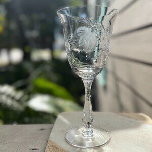 Tiffin Franciscan Fernwood Crystal Goblet | Vintage Etched Glass Stemware